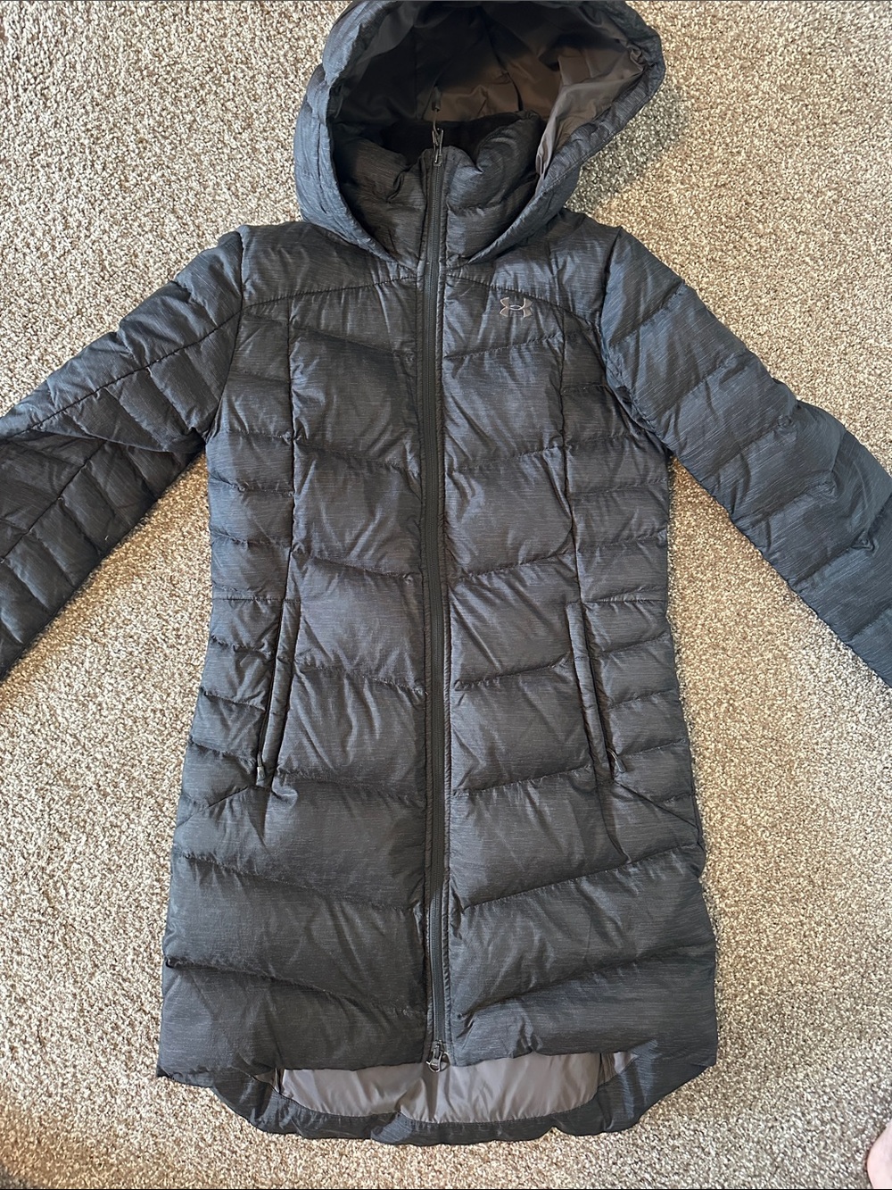 Under Armour Women's Black Heather Puffer Coat with Hood
